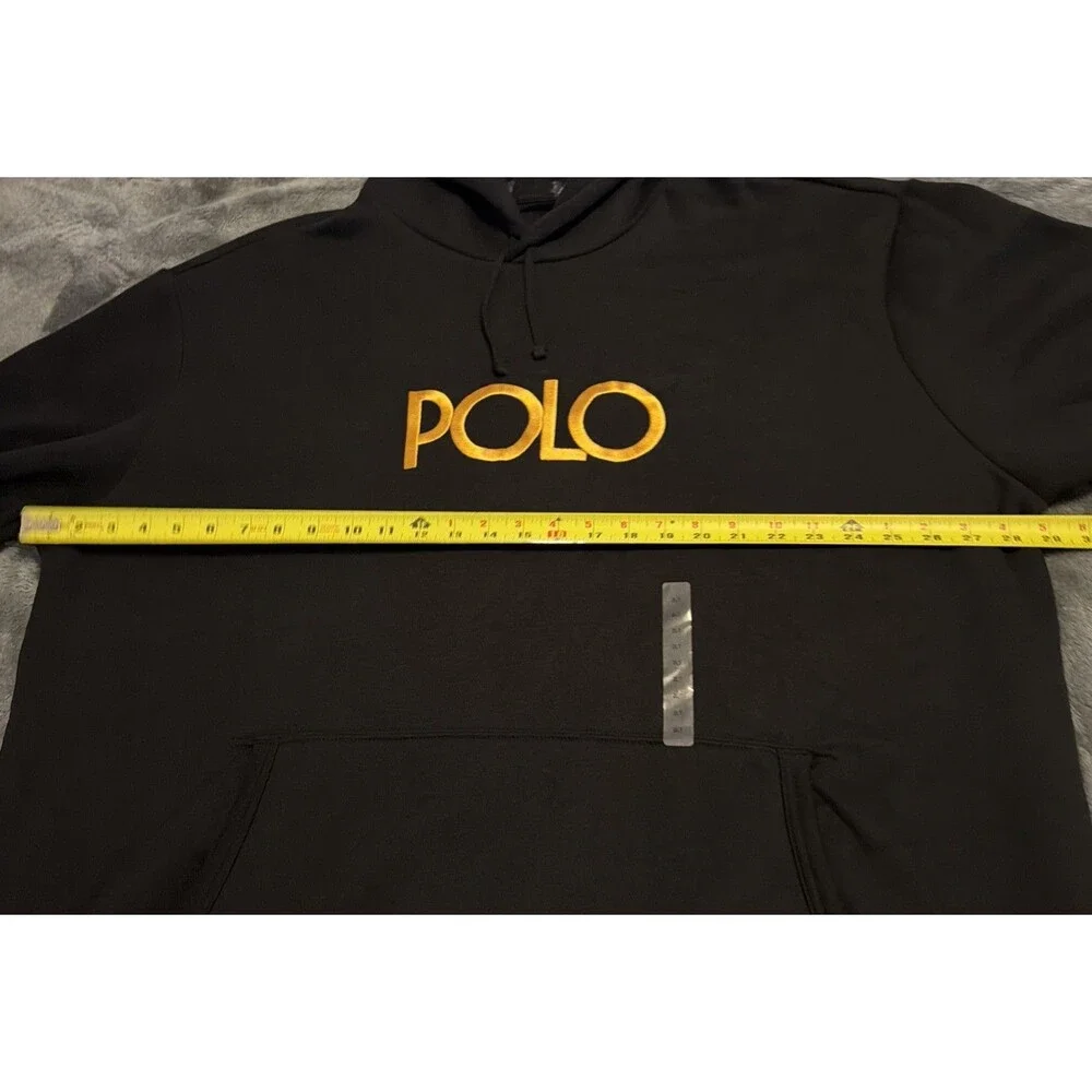 2XLT Polo Ralph Lauren Size M Black Fleece Hoodie Gold Embroidered Logo - Picture 7 of 9